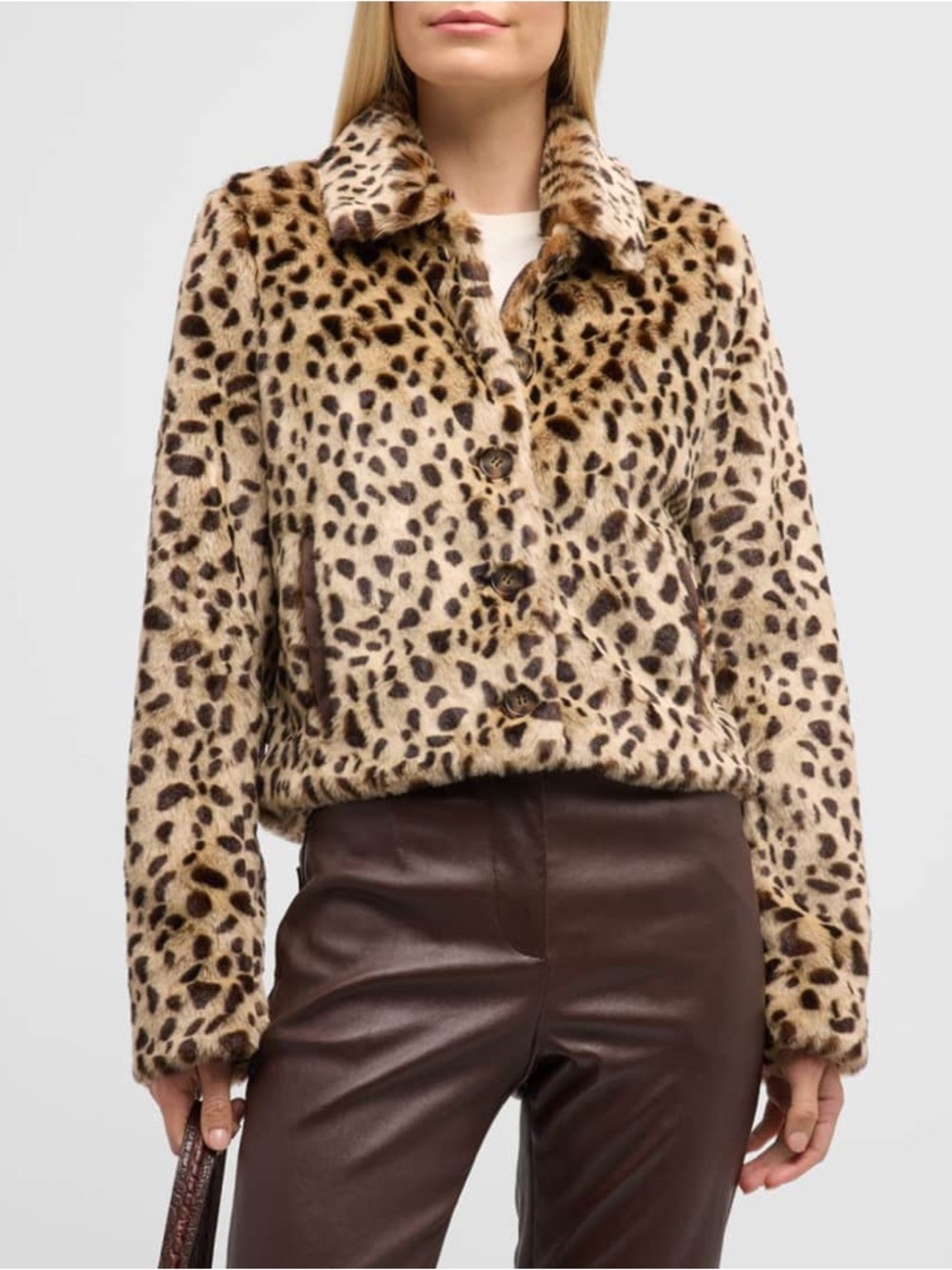 MOTHER The Pony Keg Cheetah Faux-Fur Jacket